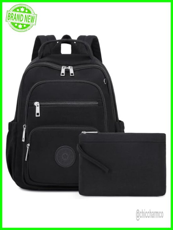 Mini Backpack for Women with Luggage Strap, Lightweight Nylon, Multiple